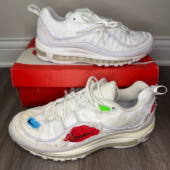 Nike Air Max 98 LX Cut Away White Multicolor Sneakers - Picture 1 of 15